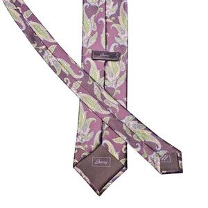 Rare Vintage Brioni Tie Paisley Print Setta Silk Hand Made In Italy‎ Necktie